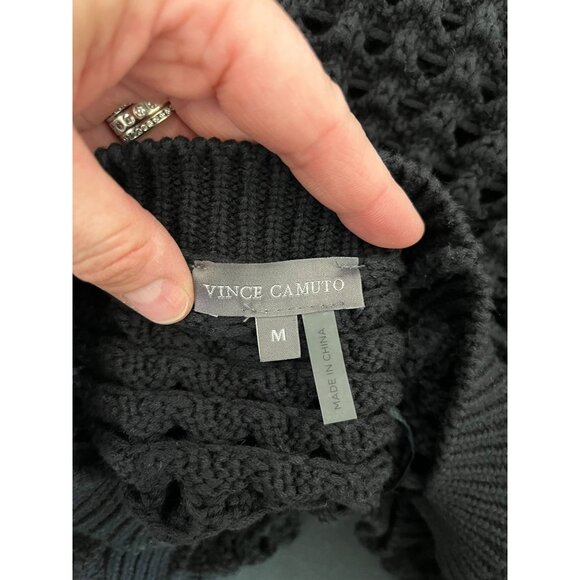 Vince Camuto Open Weave Perforated Knit Sweater Black Size Medium - Picture 5 of 7